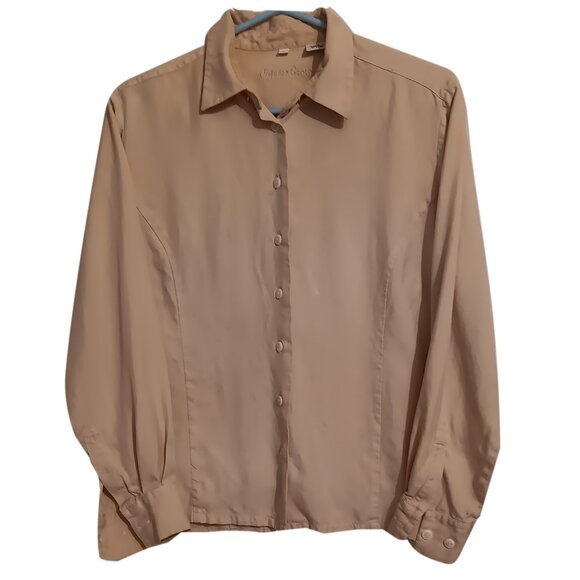 Cypress Grove Silk Beige Blouse Size Medium - Picture 1 of 5